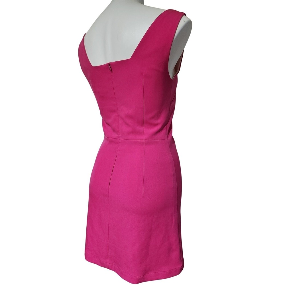 Hemline Pink Sheath Dress Square Neck Sleeveless Fitted Mini Barbiecore - Picture 3 of 6